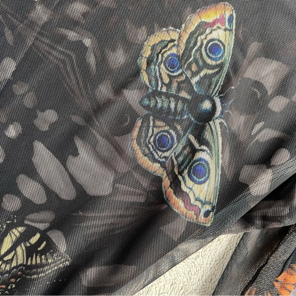 NWT Desigual Slim Knee-Length Mesh Butterfly Print Art-to-Wear Dress Black - Picture 10 of 17